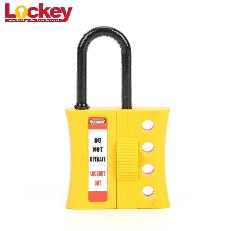 Nylon Insulation Safety Lockout Hasp With 4 Locks And Yellow Color Master