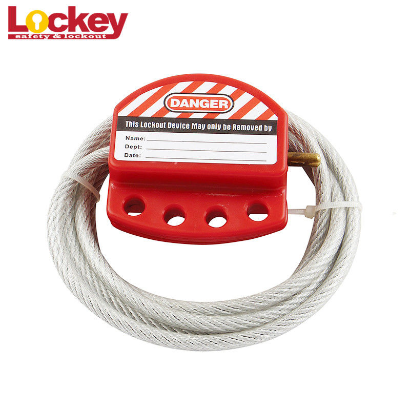 Red Customized 6mm Dia Steel Cable Lockout Tagout Nylon Loto Long Life