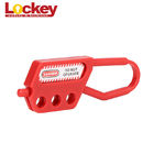 Red PP Short Red Isolation Hasp , Plastic Lockout Hasp With 3 Lock Holes